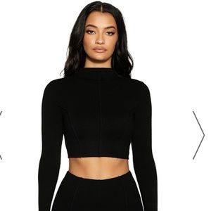 Naked wardrobe ribbed long sleeve crop top
